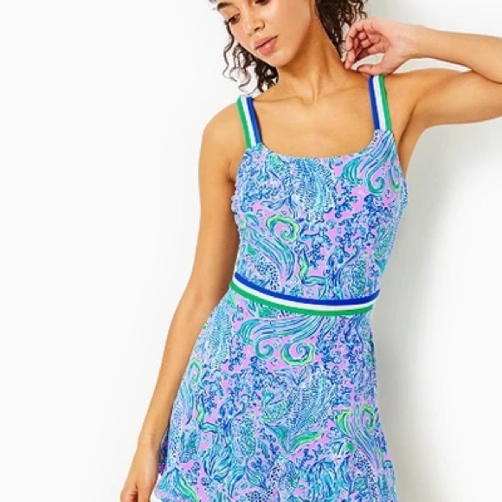 LILY PULITZER  UPF 50+ LUXLETIC DEIDRA DRESS IN LILAC ROSE WE MERMAID IT Size L